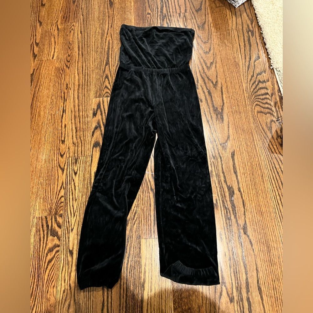 black juicy couture velour strapless jumpsuit
